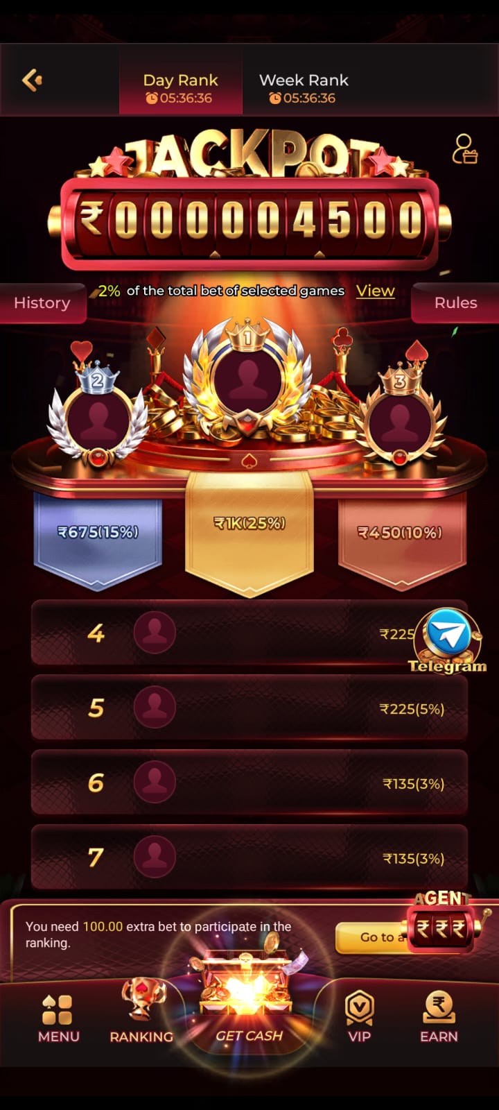 Raj Spin App game mode selection screen